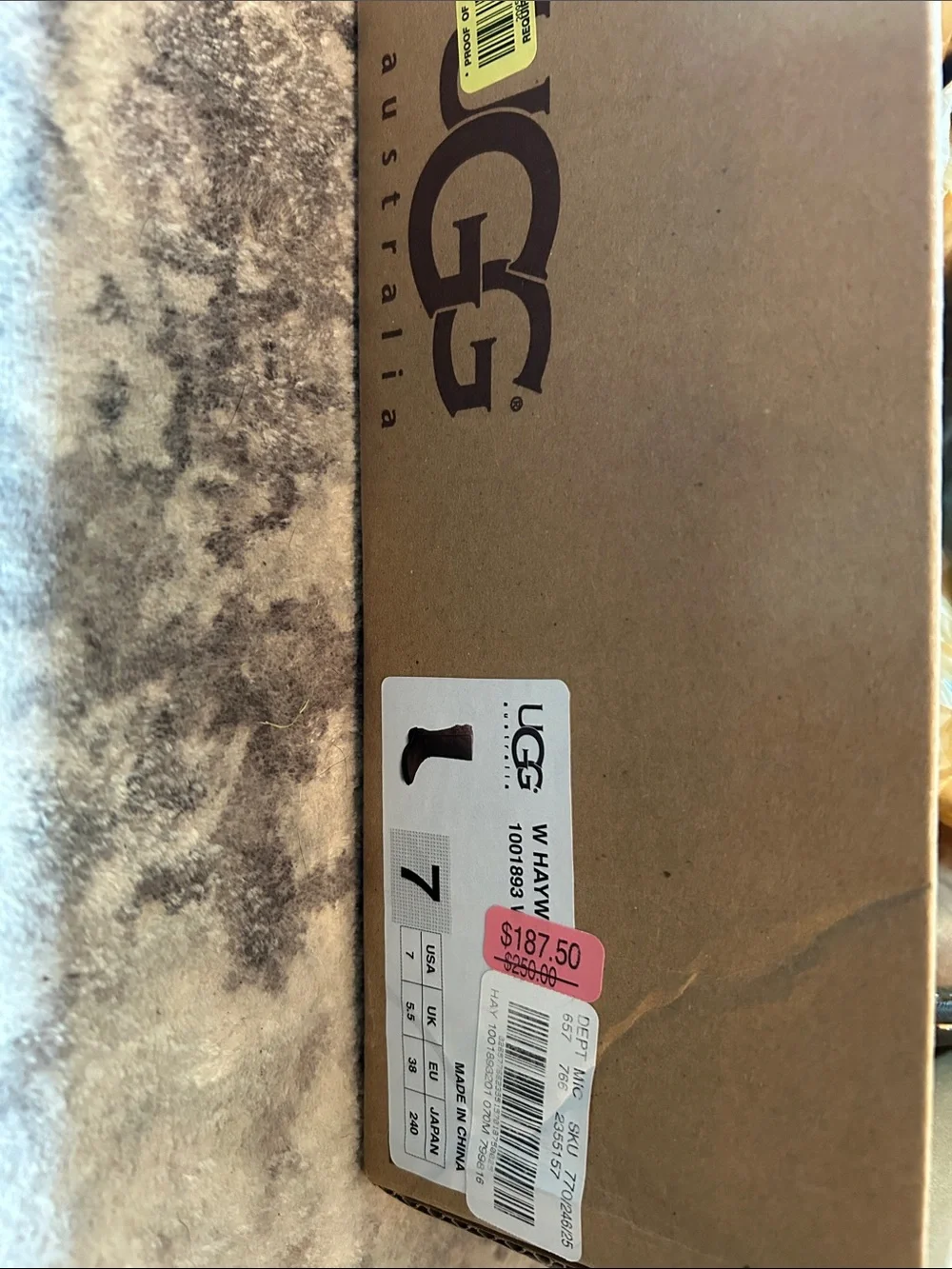 UGG Haywell Brown Leather Mid-Calf Shearling Boots